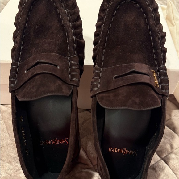 Saint Laurent LE LOAFER SUPPLE 15 MOC SUEDE
DARK CHOCOLATE BROWN SIZE 38 NEW - Picture 6 of 10